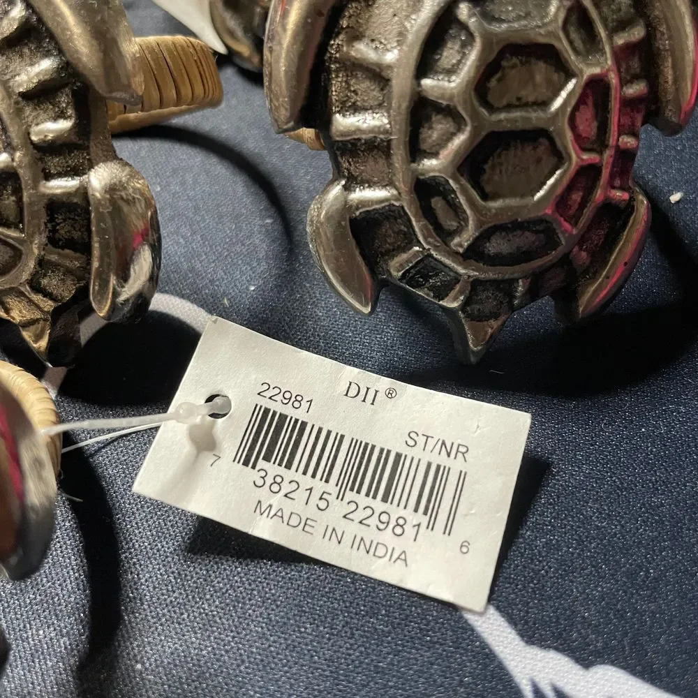Design Imports Metal Sea Turtle Napkin Rings Set of 6 Coastal Beach‎ Table Decor